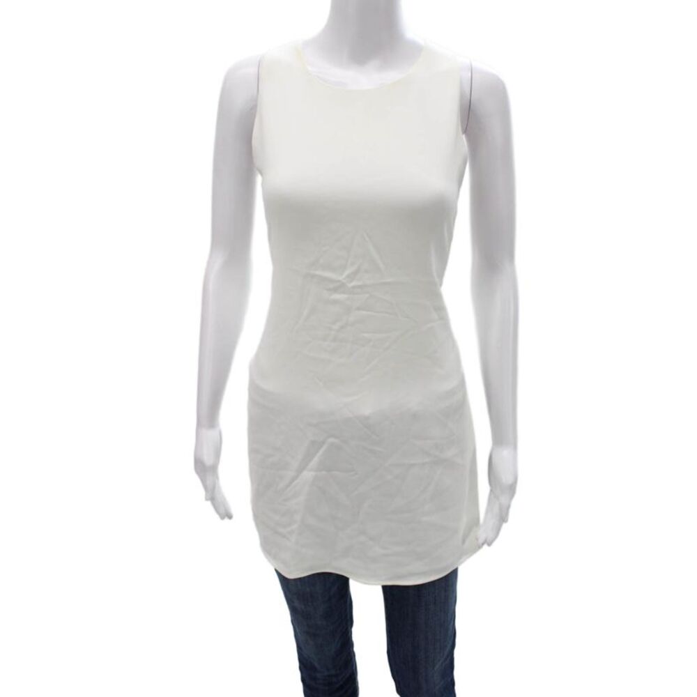 Worth Women Tunic Sleeveless White Round Neck Triacetate Size 8